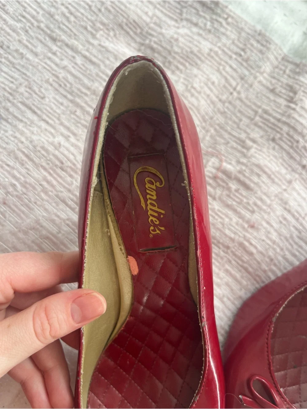 Y2K 2000s style Burgundy Red Kitten Heel Pumps Candies Size 6